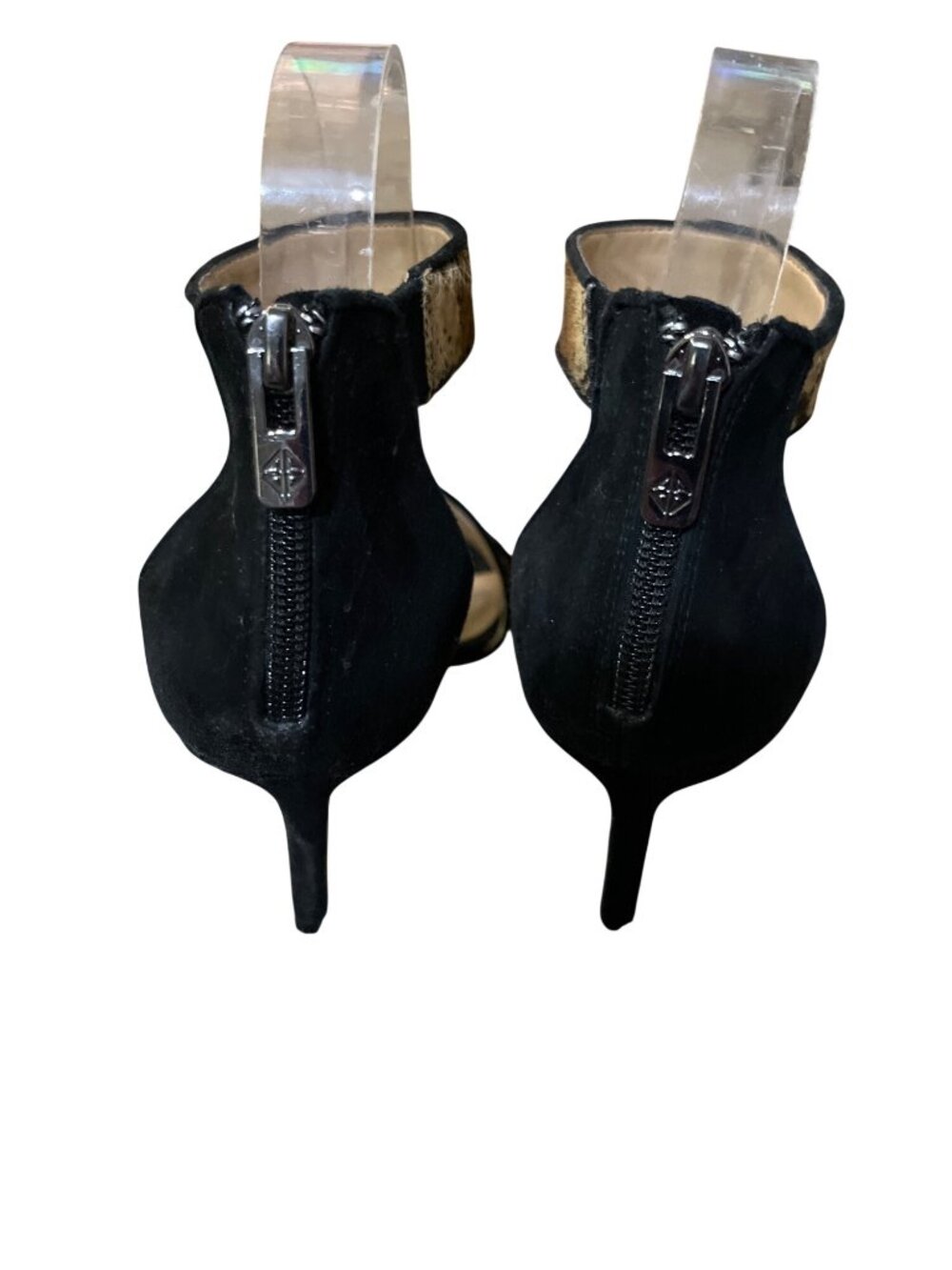 Antonio Melani Strappy Heels Animal Print Black Suede 8M Used - Picture 5 of 16